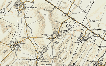 Old map of Boxworth in 1899-1901
