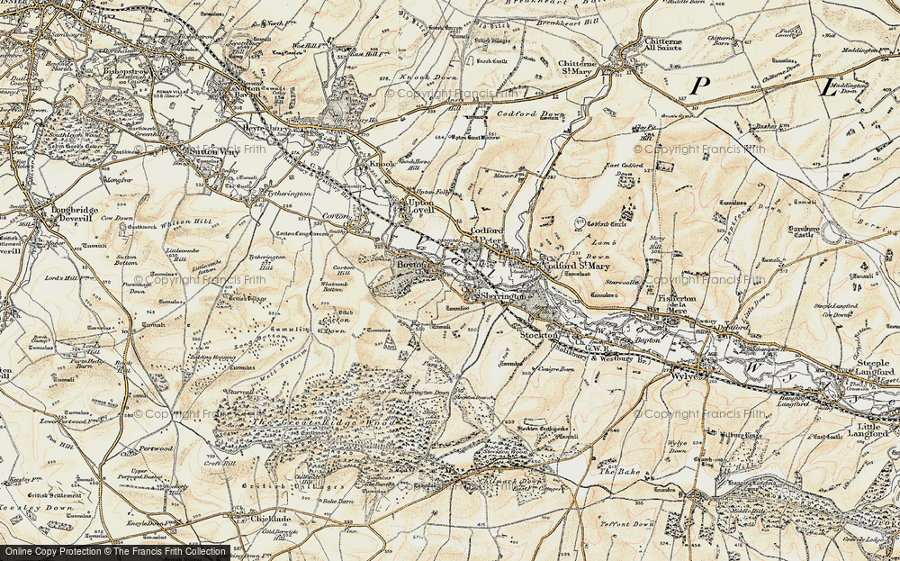 Old Map of Historic Map covering Boyton Down in 1897-1899