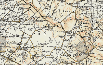 Old map of Brabourne in 1898