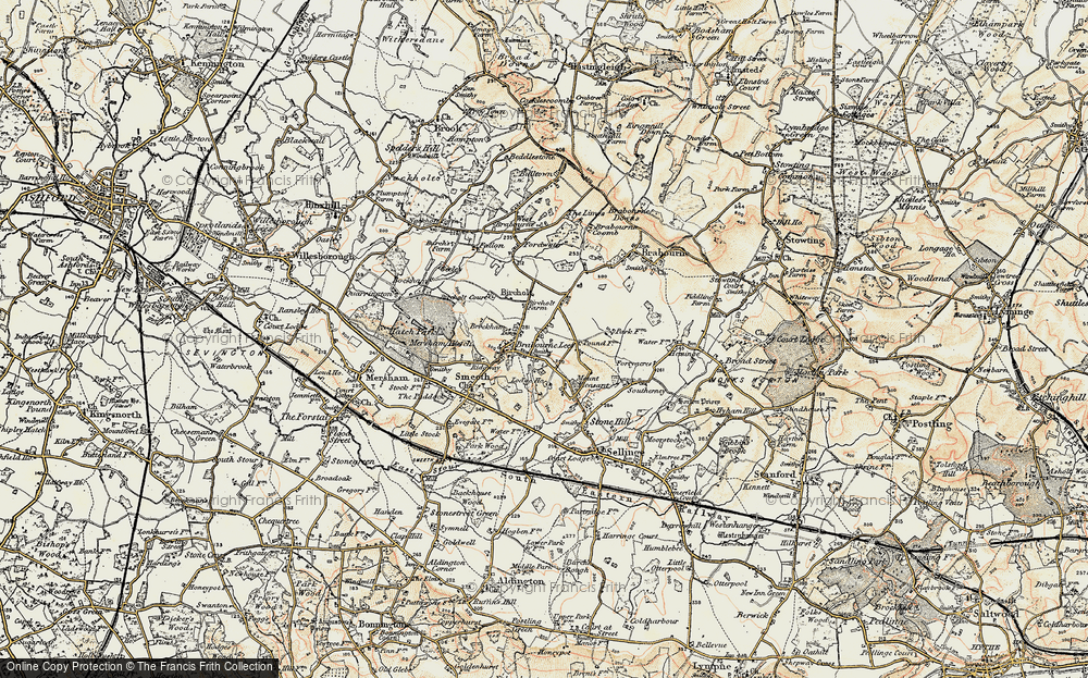 Old Map of Brabourne Lees, 1897-1898 in 1897-1898