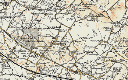 Old map of Brabourne Lees in 1897-1898