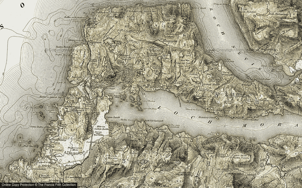 Old Map of Historic Map covering Beinn a' Bhearraidh in 1908