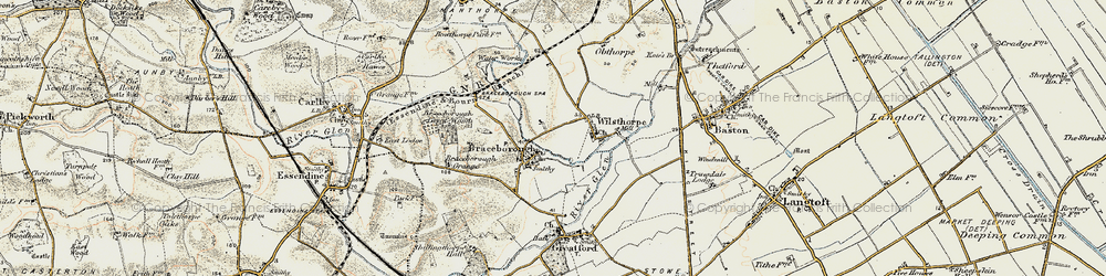 Old map of Braceborough in 1901-1903
