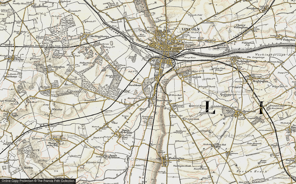 Old Map of Historic Map covering Whitehall in 1902-1903