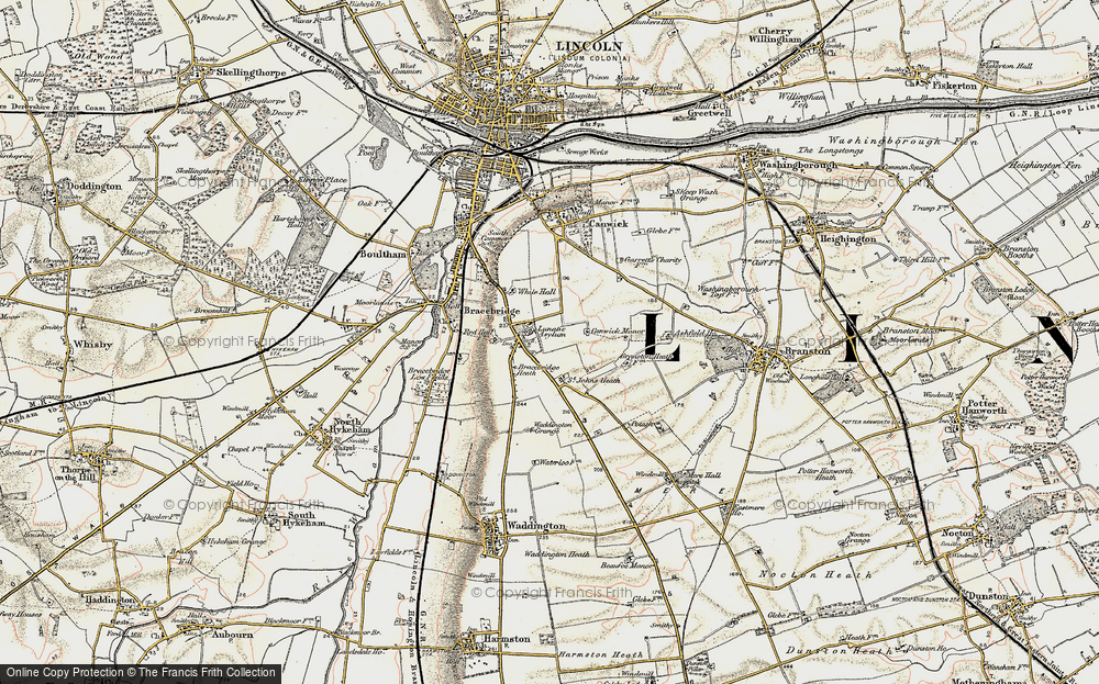 Old Map of Bracebridge Heath, 1902-1903 in 1902-1903