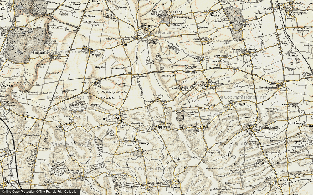 Old Map of Braceby, 1902-1903 in 1902-1903