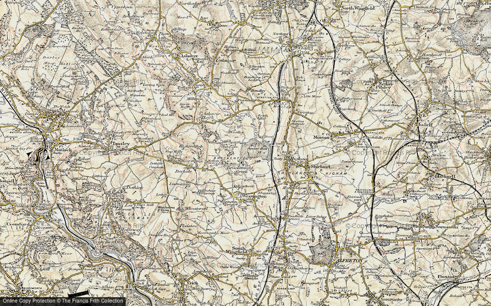 Old Map of Historic Map covering Brackenfield Green in 1902-1903