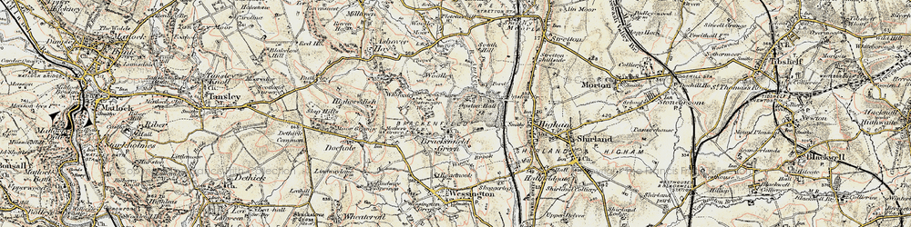 Old map of Brackenfield in 1902-1903