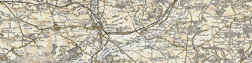 Old map of Brackla in 1899-1900