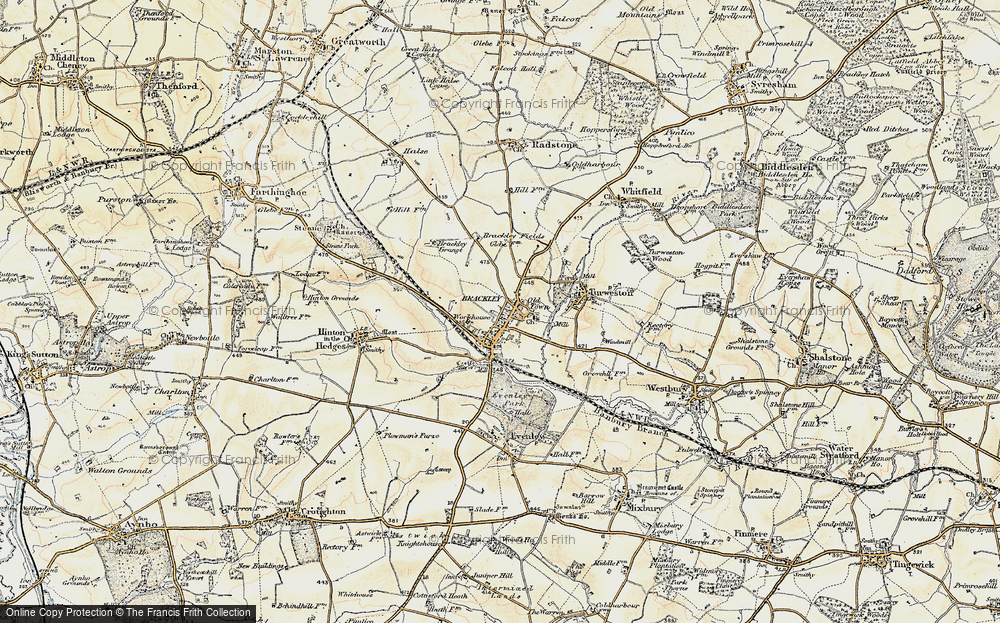 Old Map of Historic Map covering Brackley Grange in 1898-1901
