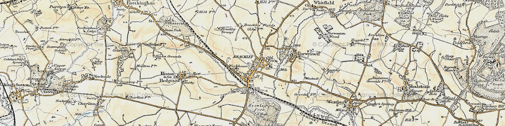Old map of Brackley Grange in 1898-1901