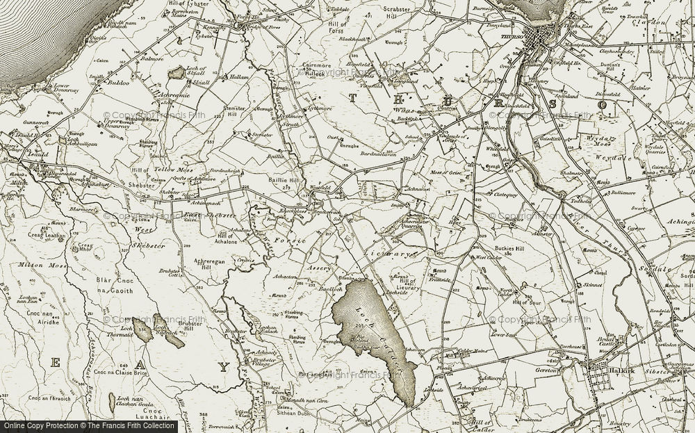 Old Map of Historic Map covering Achscrabster in 1911-1912