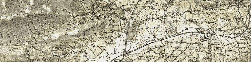 Old map of Braco in 1906-1907