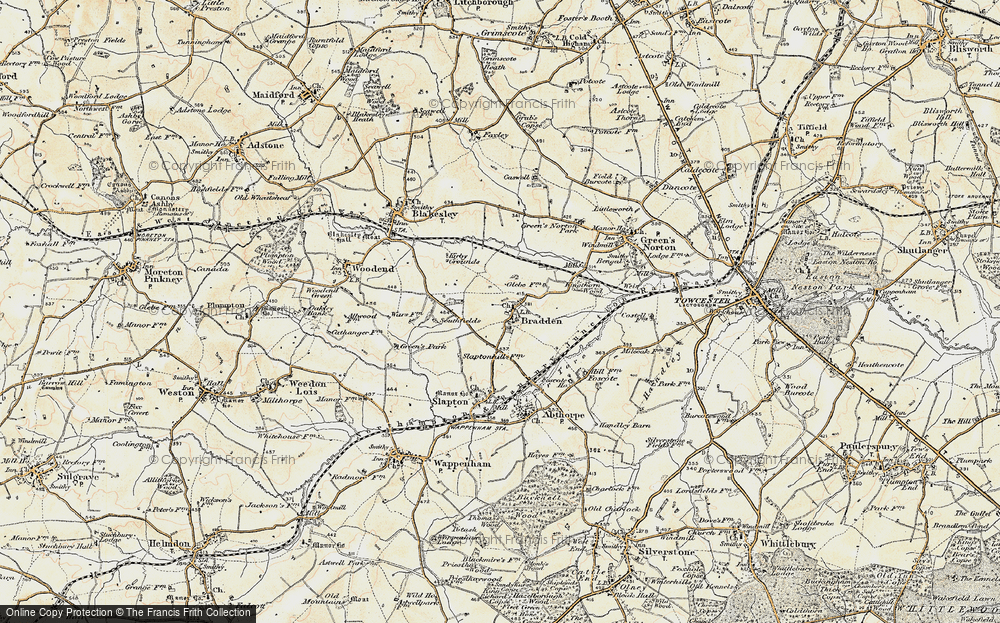 Old Map of Bradden, 1898-1901 in 1898-1901