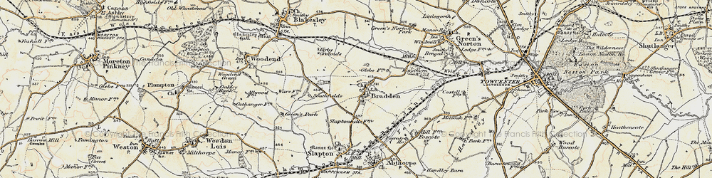 Old map of Bradden in 1898-1901