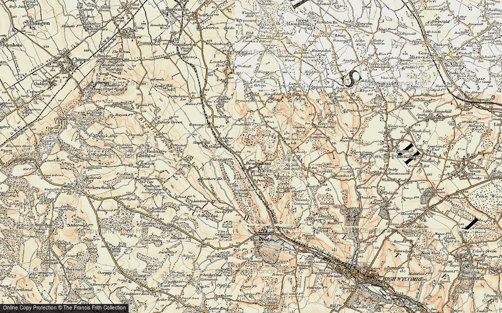 Old Map of Bradenham, 1897-1898 in 1897-1898