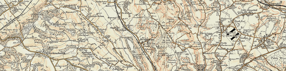 Old map of Bradenham in 1897-1898