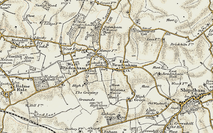 Old map of Bradenham in 1901-1902