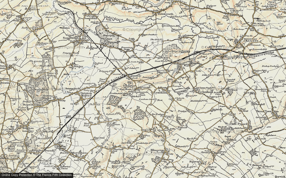Old Map of Historic Map covering Bradenstoke Abbey in 1898-1899