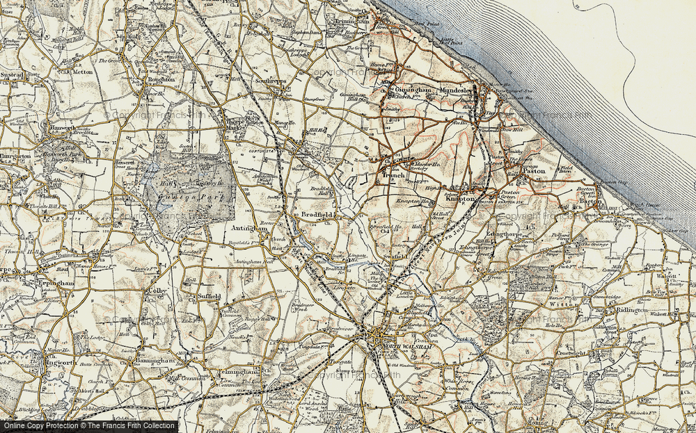 Old Map of Historic Map covering Bradfield Br in 1901-1902