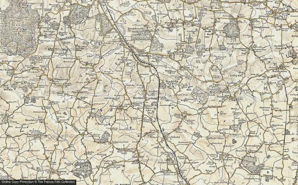 Old Map of Bradfield Combust, 1899-1901 in 1899-1901
