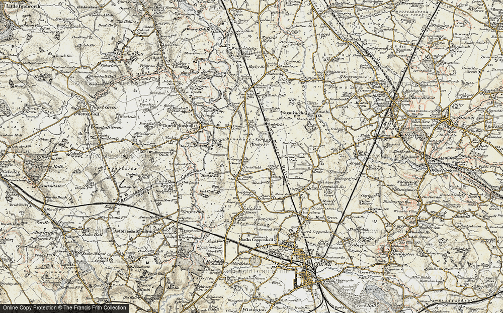 Old Map of Bradfield Green, 1902-1903 in 1902-1903