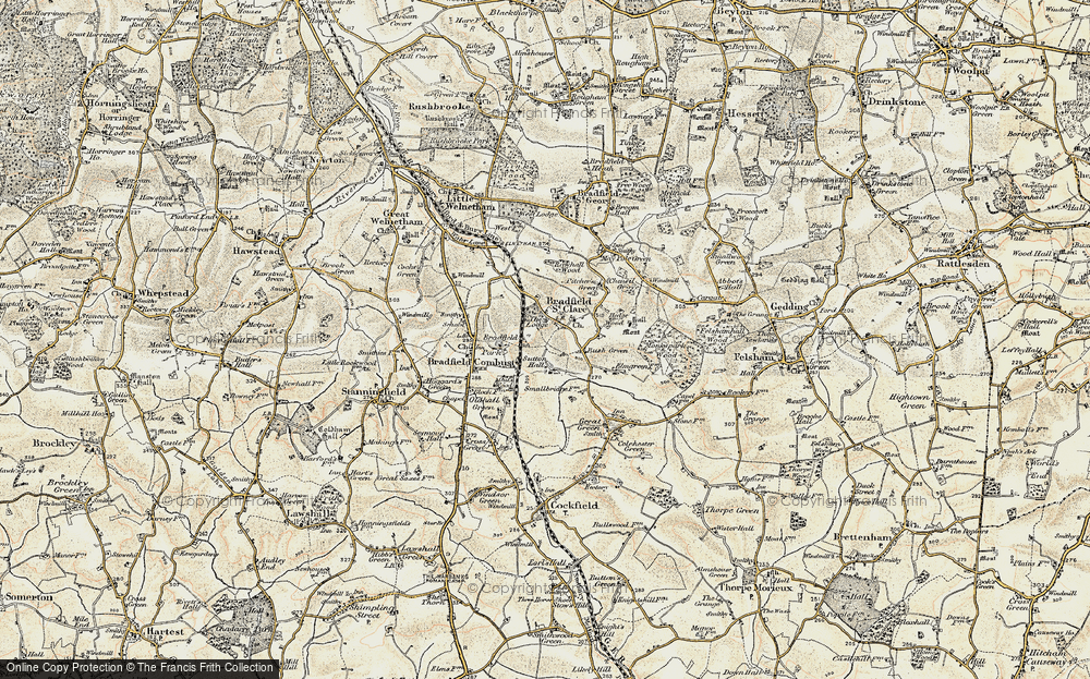 Old Map of Bradfield St Clare, 1899-1901 in 1899-1901