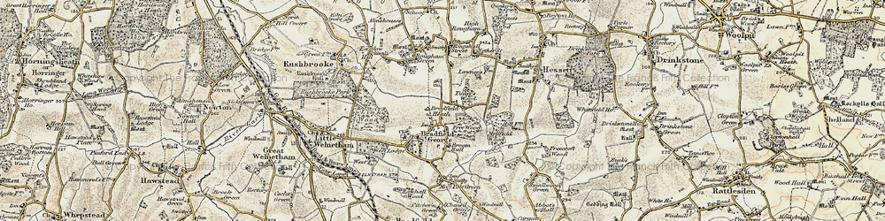 Old map of Bradfield St George in 1899-1901