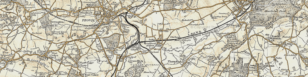 Old map of Bradford Abbas in 1899