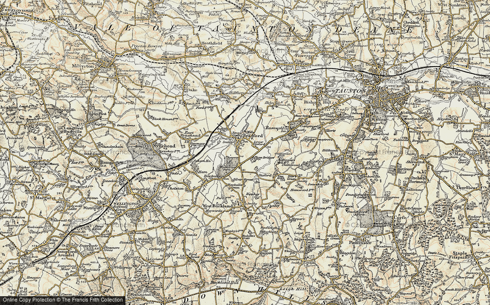 Old Map of Bradford-on-Tone, 1898-1900 in 1898-1900