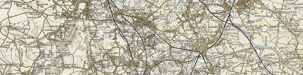 Old map of Bradley in 1902