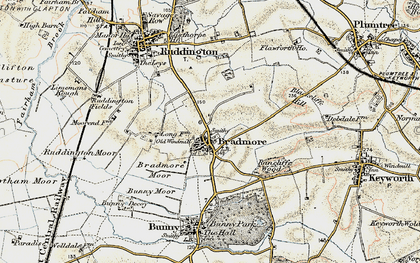Old map of Bradmore in 1902-1903