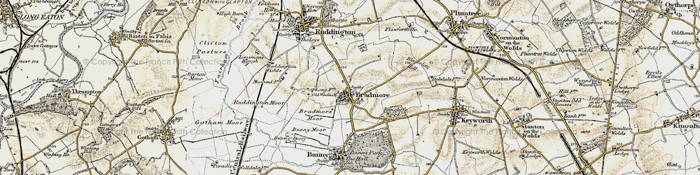 Old map of Bunny Moor in 1902-1903