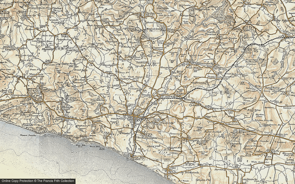Old Map of Bradpole, 1898-1899 in 1898-1899