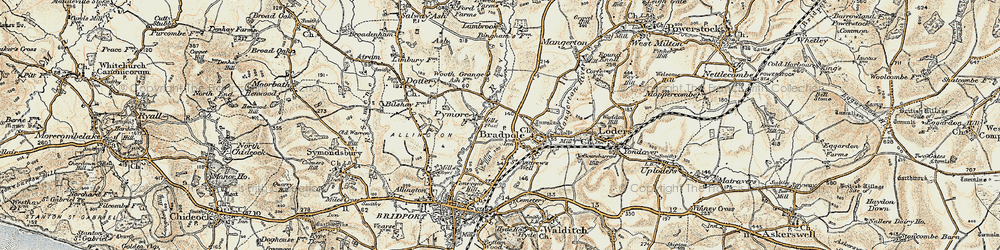Old map of Bradpole in 1898-1899