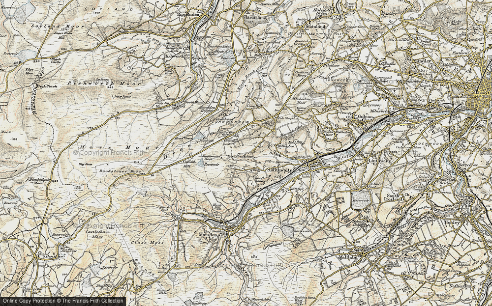 Old Map of Historic Map covering Scammonden in 1903