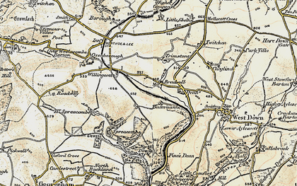 Old map of Buttercombe Barton in 1900