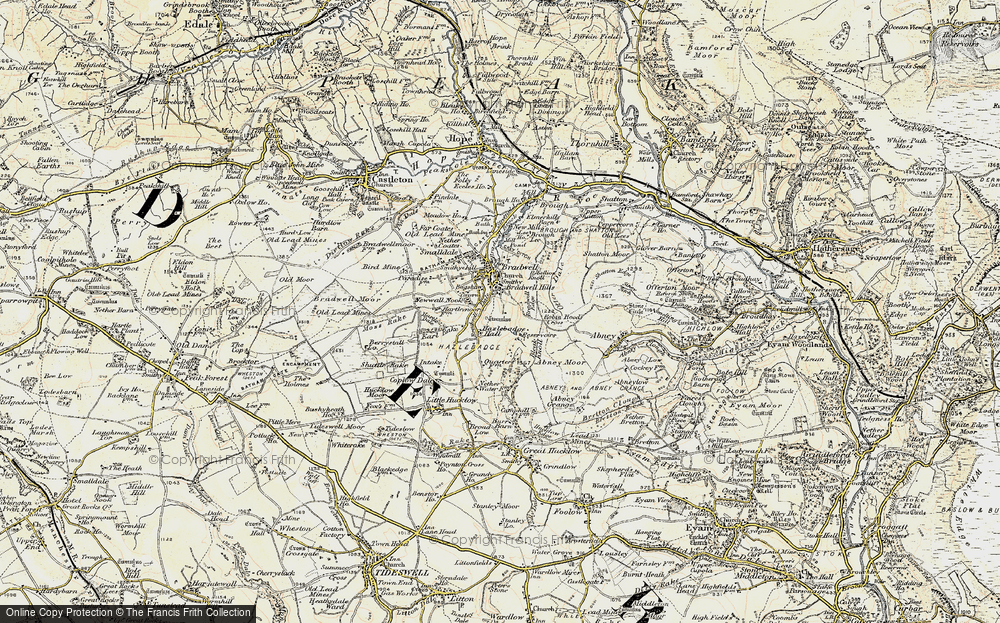 Old Map of Historic Map covering Bradwell Dale in 1902-1903