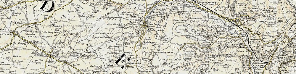 Old map of Bradwell Edge in 1902-1903