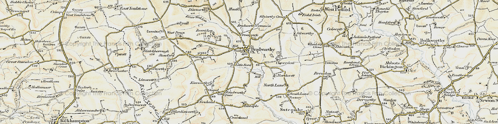 Old map of Bradworthy in 1900