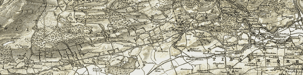 Old map of Wester Keillour in 1906-1908