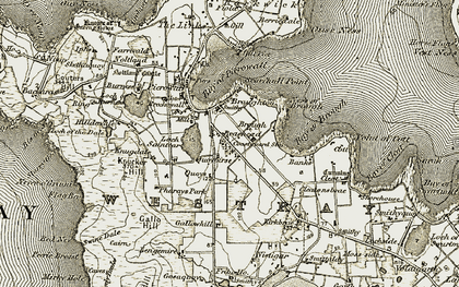 Old map of Westray in 1912