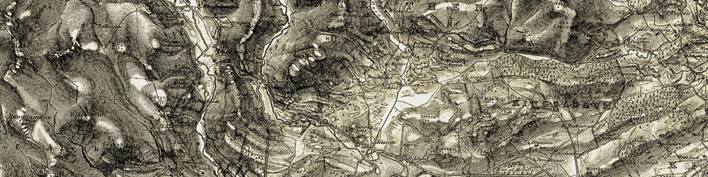 Old map of Wester Coul in 1907-1908