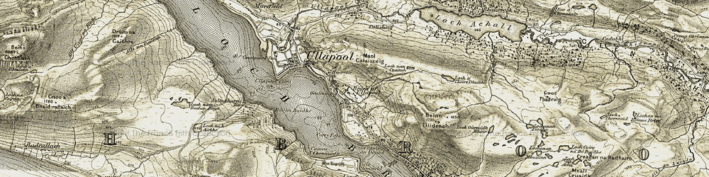 Old map of Braes of Ullapool in 1908-1912