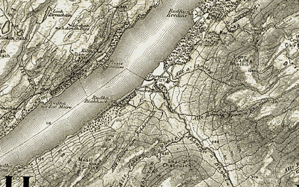 Old map of Allt a'Chroisg in 1906-1907