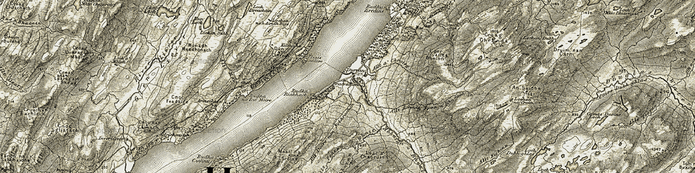 Old map of Abhain a'Bhealaich in 1906-1907