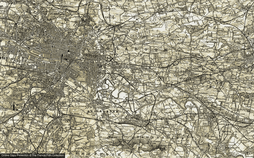 Old Map of Historic Map covering Tollcross Park in 1904-1905