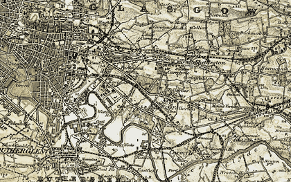 Old map of Tollcross Park in 1904-1905