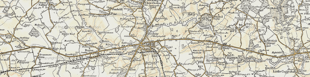 Old map of Braintree in 1898-1899
