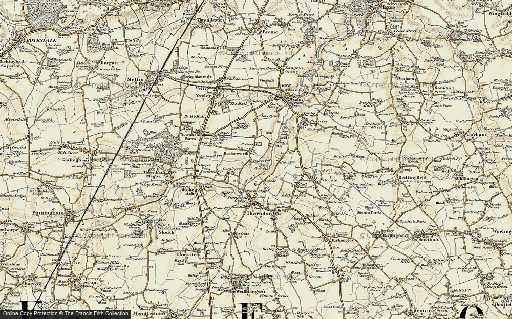 Old Map of Braiseworth, 1901 in 1901